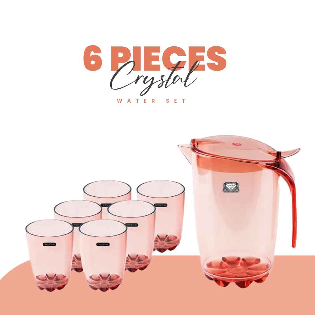 6 pieces Crystal Water Set – 6 pieces Glass with 1 piece Jug Rust